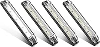 Vista 1 de Partsam 4 tiras de luz blanca de 6 pulgadas con 12 luces LED para barcos, barra de luz marina, remolque, camión, caravana, caravanas, luces LED