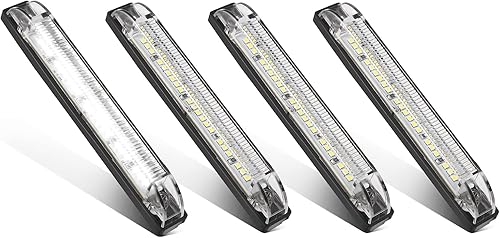 Partsam 4 tiras de luz blanca de 6 pulgadas con 12 luces LED para barcos, barra de luz marina, remolque, camión, caravana, caravanas, luces LED