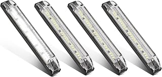 Partsam 4pcs 6" White 12 Led Utility Strip Light Boat Marine Light Bar Trailer Truck RV Camper Caravans Thin led Side Marker Clearance Lights, 6 Inch Under Hood Lights Dome Light Step Lighting