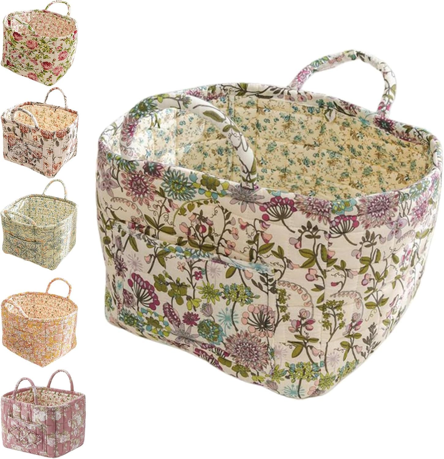 Boho Fabric Storage Basket, Boho Floral Laundry Baskets, Large Capacity Fabric Storage Basket, Decorative Storage Baskets, Portable Folding Storage Bag for Clothes & Sundries (Purple)