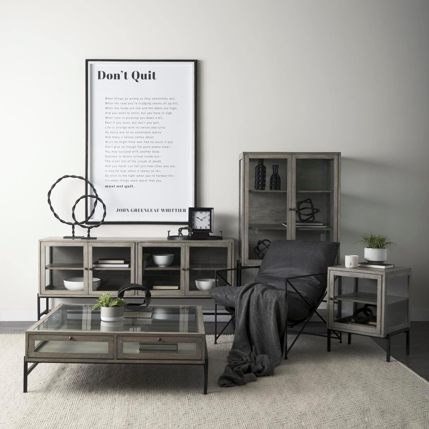 Mercana Furniture Ralph I Black Metal Square Table Clock, 10.75"H x 4.25"W x 9.25"L