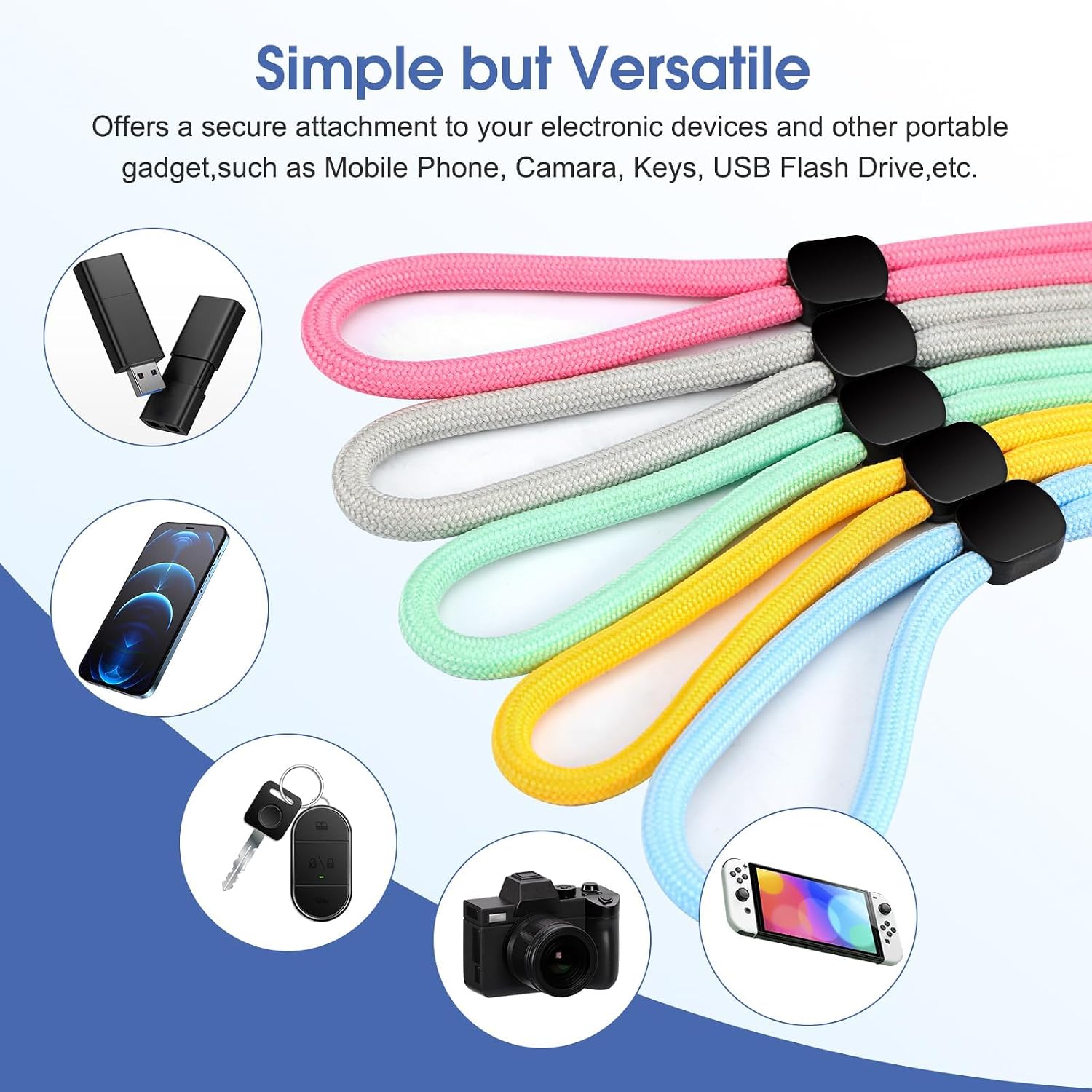 FrgKbTm Hand Wrist Strap Lanyard, Adjustable Nylon Colorful for Mobile Phone, Camara, USB Flash Drive, ID Name Tag Badge image 2