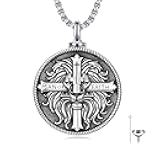 MEIDERBO Urn Necklace for Ashes for Men 925 Sterling Silver Cremation Pendant Religious Christian Keepsake Memorial Jewelry Gifts for Men