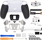 eXtremeRate Rise4 Remap Kit Metallo per ps5 Controller BDM-010/020, 4 Palette Paddles Back Button Programmabili per ps5 Joystick, Cover Grip&Tasti Posteriori Accessori Kit-Bianco Nero - 3