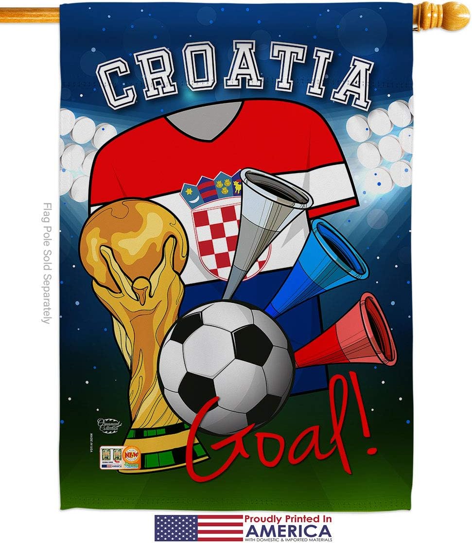 World Cup Croatia Soccer House Flag Dowel Set Sports Game Goal Ball Football Entertainment Activity Physical Small Decorative Gift Yard Banner Made In USA 28 X 40