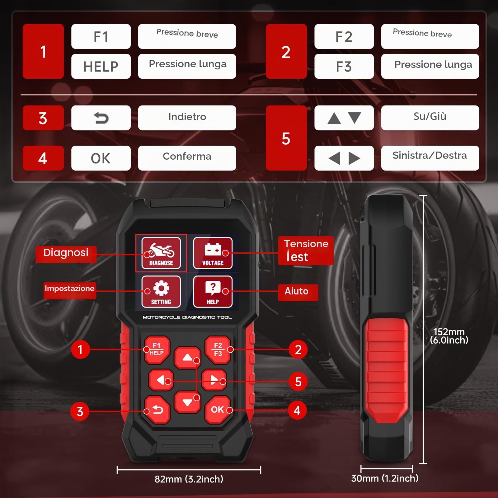 MRCARTOOL OBD2 Diagnostico per Moto Scanner per Kawasaki Honda Yamaha Triumph KTM EU, Moto Diagnostica Memoria di Errore Lettura Moto, Strumento Diagnostico, Codici di Errore Chiari