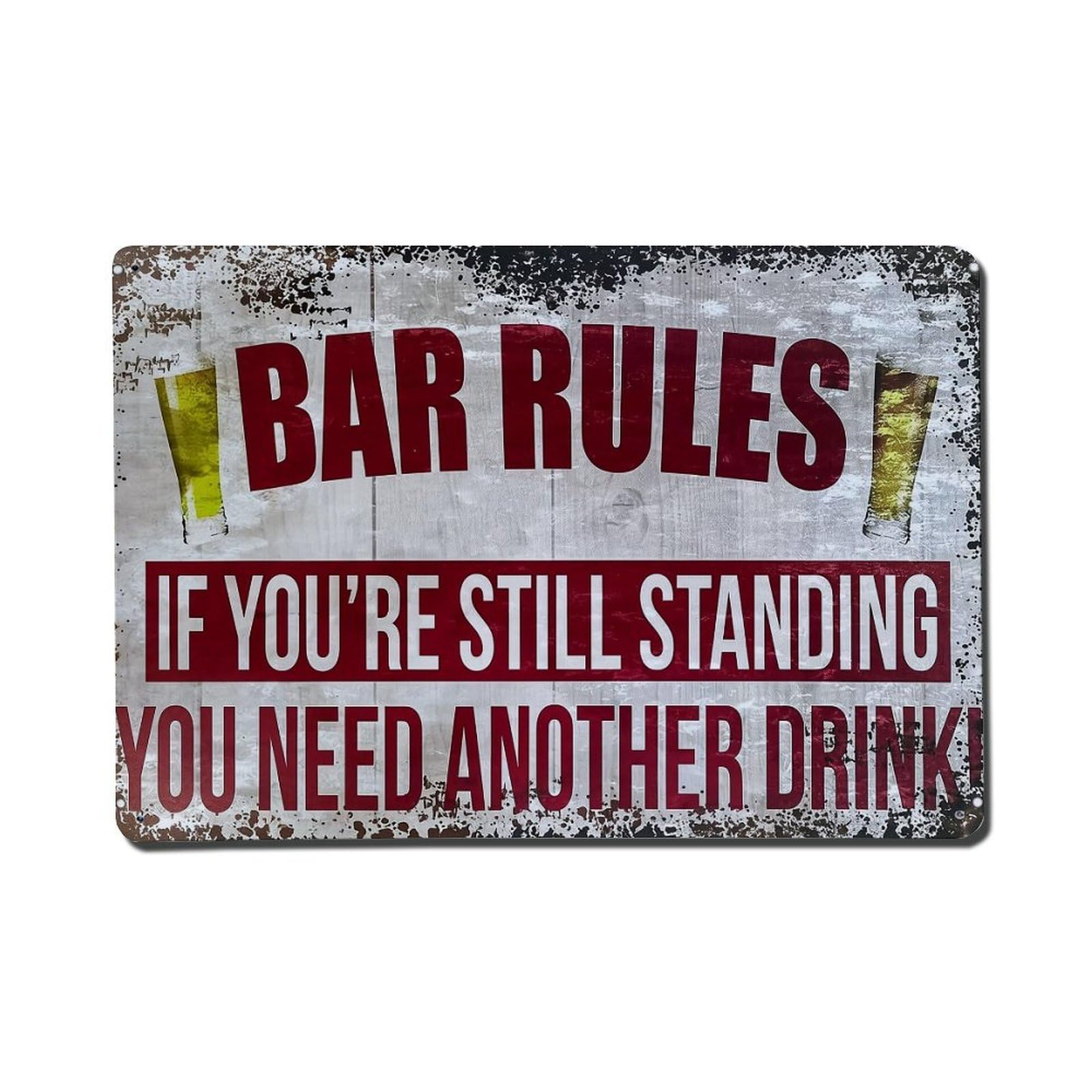 Jdfenggu Vintage Bar Rules Funny Drink Sign Retro Metal Tin Sign, Metal Poster For Bar, Home, Man Cave, Kitchen, Laundry Room Art Decor 8X12 Inch