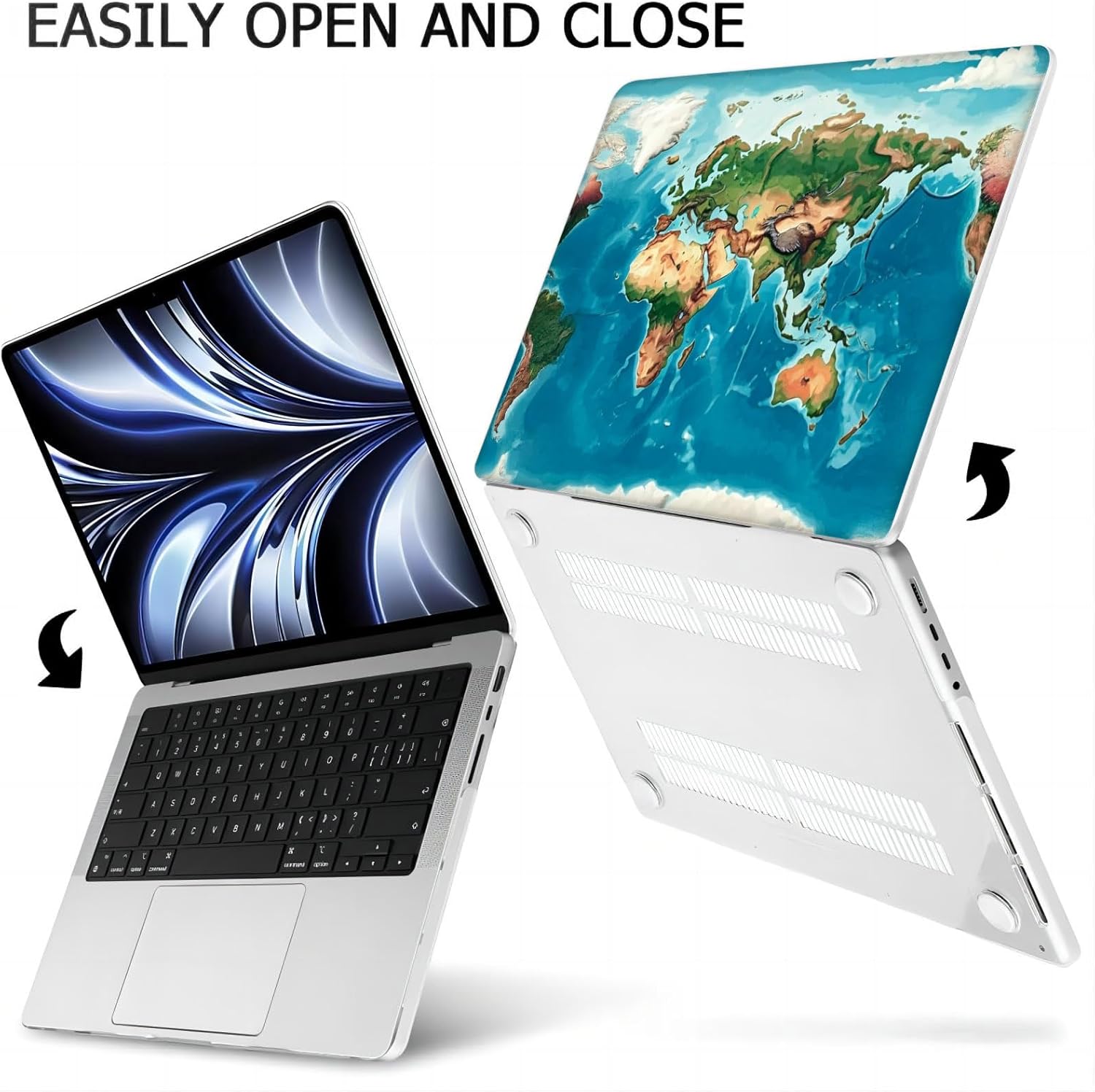 Compatible with MacBook Neo 13-inch, Hard Shell Case with Keyboard Cover and Screen Protector (A3404 A18 Pro chip, 2026 Release) - Vintage Map MC22619
