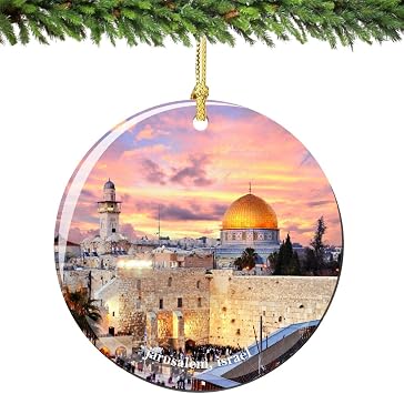 Jerusalem Israel Christmas Ornament Porcelain, 2.75 Inches Jewish Ornament
