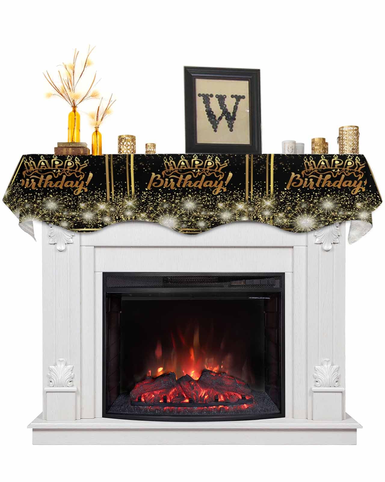 EwdeWwo Fall Mantel Scarf For Fireplace - Blue Leaf Pumpkin Wood Grain, 17 X 90 Inch, Thanksgiving & Autumn Decor - View #4