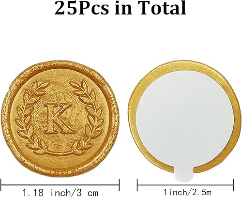 Miniatura 2 de 25 calcomanías adhesivas de cera con letra K doradas, hechas a mano, sin necesidad de sellar, rasgar y usar calcomanías de cera para invitaciones de