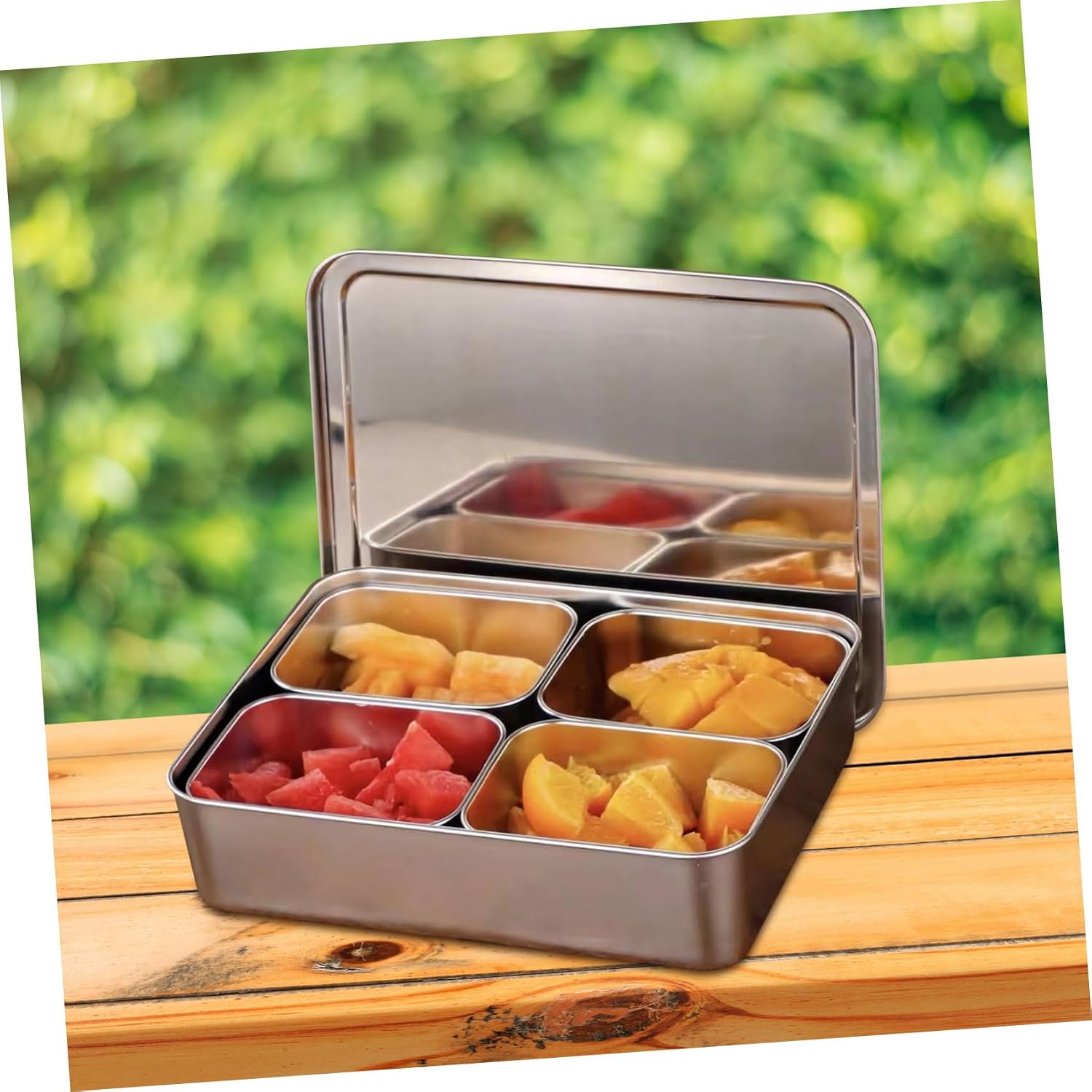 Luxshiny Bar Condiment Tray Lid Steel Box Set Lids for Party Snacks Candy Fruits