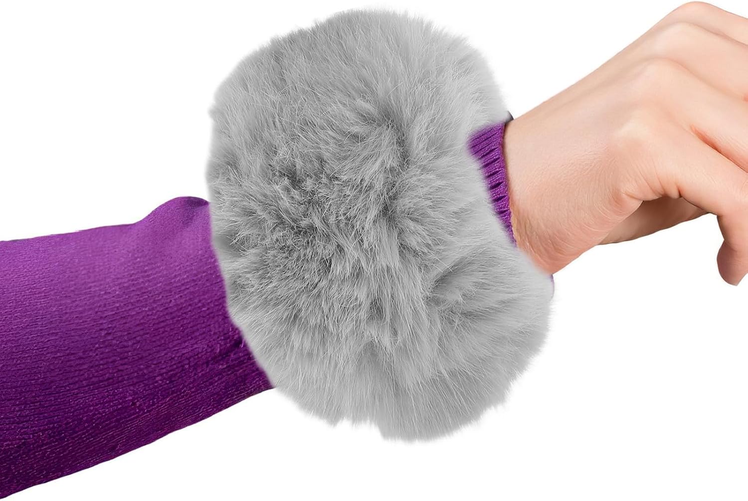 2pcs Winter Faux Fur Wrist for Women, Windproof and Warm Arm Warmers, Soft Furry Wristbands for Hiking and Skiing Cold Weather Accessories