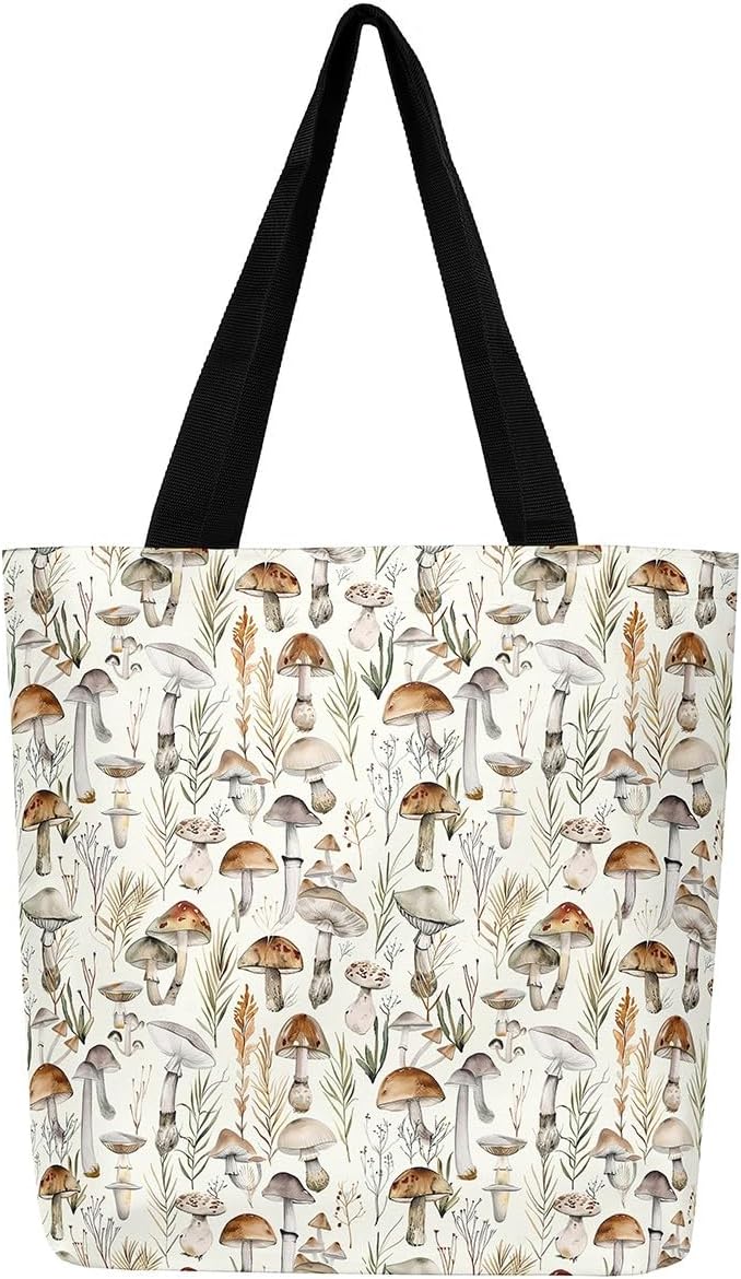 GXVUIS Canvas Tote Bag For Women - Cute Mushroom & Plants Design, Reusable Shopping Bag - View #6