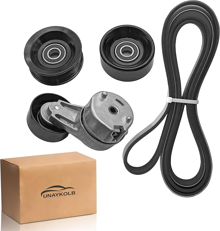Kit de correia serpentina com tensionador e polia guia UnayKolb para Ford E-350, F-250 e F-350 1995–1997