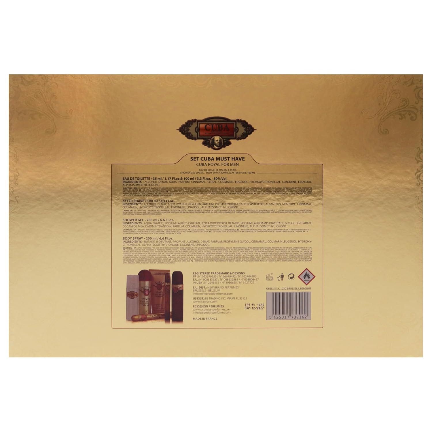 Cuba Royal for Men Gift Set (Eau de Toilette Spray 3.4 ounce, Eau de Toilette Spray 1.17 ounce, Shower Gel, After Shave, Body Spray) - Image 7
