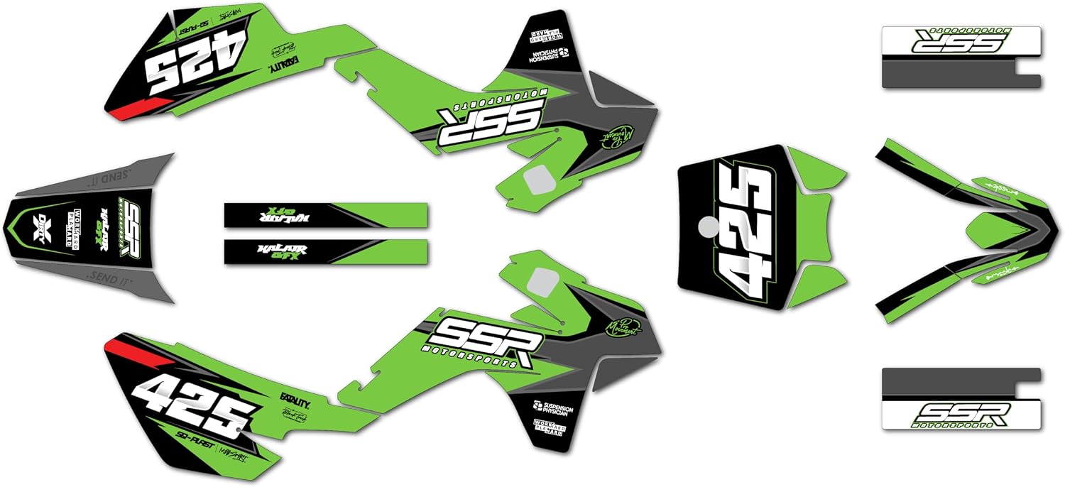 Graphics Kit for SSR SR70, SR110, and SR125 (2021+) Screech Series Green 16 Mil - On/Off the Road - Dirt Pit Bike Motorcycle Sticker, Dirtbike Racing Decal Motocross no-Plastics