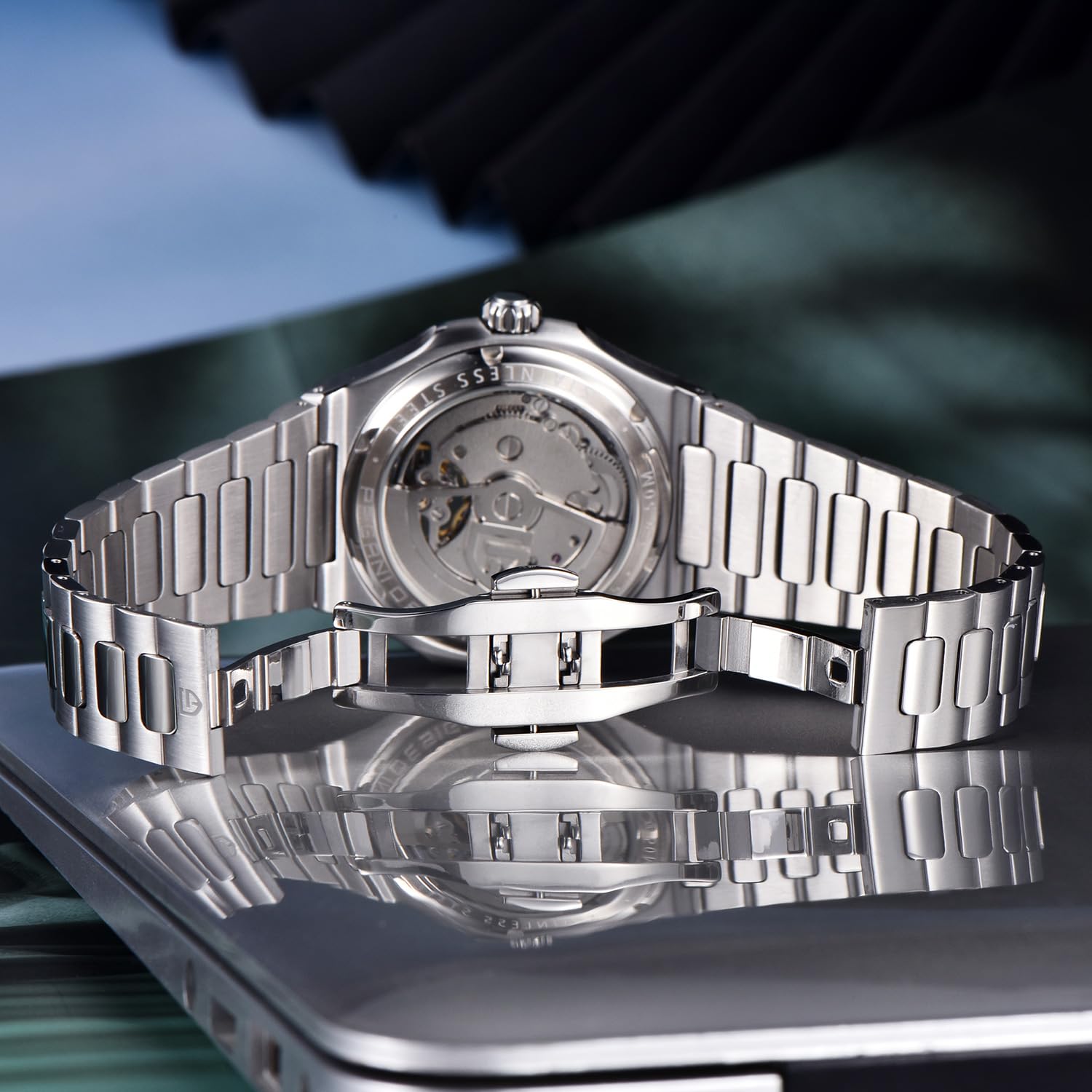 Pagani Design YS025 - Orologio da polso meccanico automatico da uomo, 42 mm, in acciaio inox, impermeabile fino a 100 m, quadrante in vetro zaffiro, corona a vite