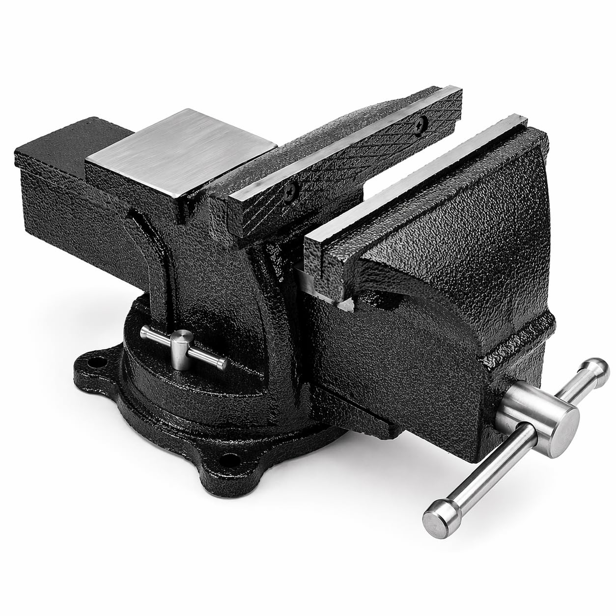 REXXER Schlosser-Schraubstock 200 mm drehbar aus Gusseisen | 200 mm Backenbreite, 360° drehbar, Mit Amboss, Austauschbare Spannbacken, Aus Gusseisen