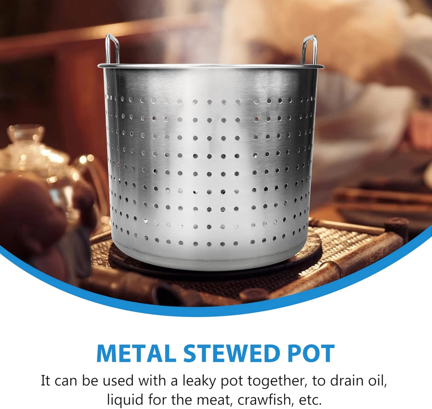 Hemoton Crayfish Boiler brine bucket large crawfish bucket steamer cookware insert crawfish boiler leaky meat leaky boil basket pot Commercial filter element Stainless steel