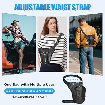 Motorcycle Leg Bag with LegStrap, Drop Leg Bag, Motorcycle Thigh Bag for Men Women, Multifunctional Waist Pack, EVA Hardshell Durable Hiking Waist Pack for Cycling, Riding, Running(B)