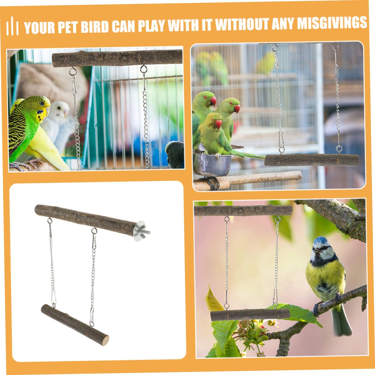 Hohopeti 5sätze Vogel Schaukel Spielzeug Für Papageien Natürlicher Kletterplatz Und Swing Für Wellensittiche Und Für Kleine Haustiere