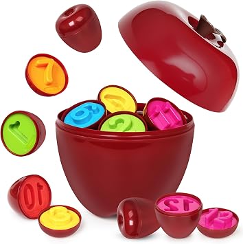 Apple Toy,Montessori Educational Learning Number Matching & Color Sorting Toys for Toddlers 18-24 Month,Fine Motor Shape Puzzle Toddler Activities Easter Basket Stuffers Gift for Boys Girls