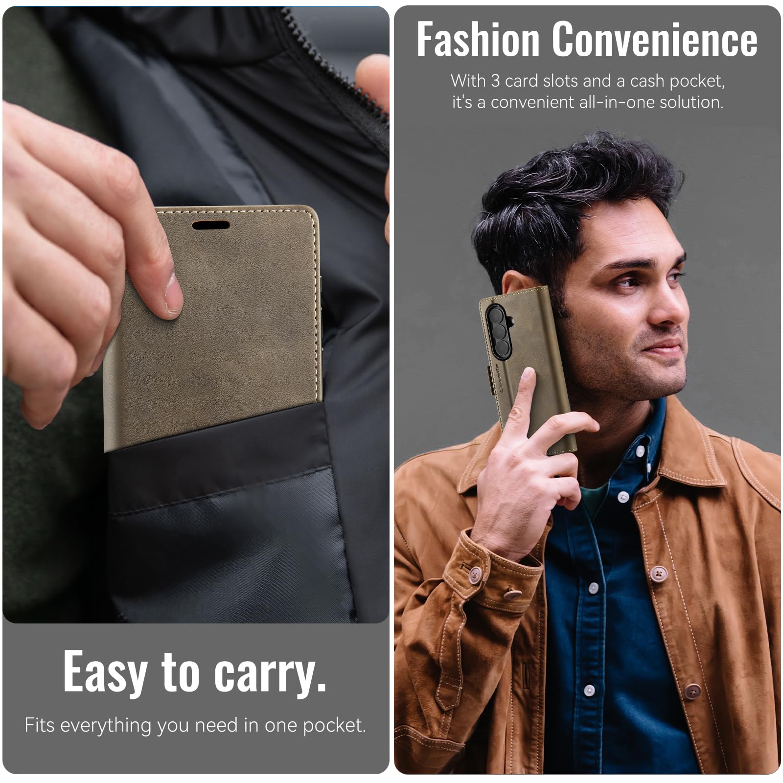 for Samsung Galaxy Z Fold 7 Case, Wallet Case Flip Leather with Card Holder Magnetic Closure Shockproof Kickstand Protective Phone Cases Cover for Galaxy Fold7, Coffee — view 5