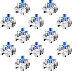 Zhouwang Interruptores de teclado mecânico de substituição Blue Switch, à prova de poeira, clique de 3 pinos, digitação precisa, teclado faça você mesmo, teclado para jogos com 1 Kailh Box Branco Pro