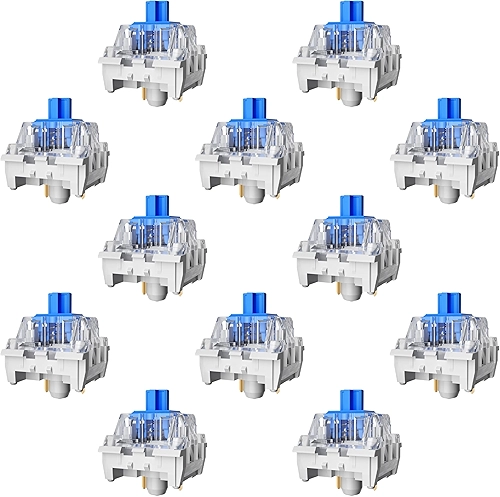 Zhouwang Interruptores de teclado mecânico de substituição Blue Switch, à prova de poeira, clique de 3 pinos, digitação precisa, teclado faça você mesmo, teclado para jogos com 1 Kailh Box Branco Pro