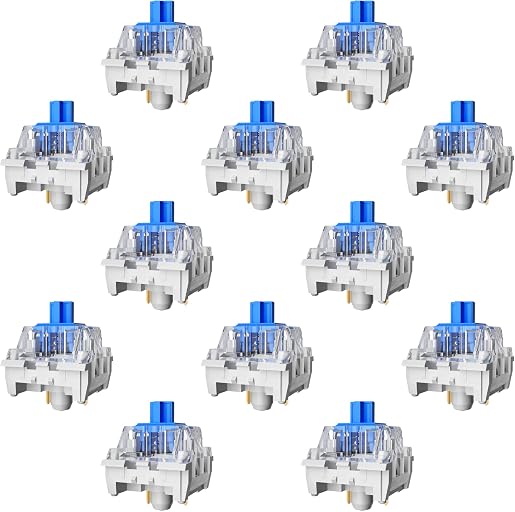 Zhouwang Keyboard Clickers for 3D Prints,72 Pcs Blue Clicky Switches Kit | Responsive/MX Style/Crisp Click Sound/Pre-Lubred/Hot-swap/3 Pin Switches for Mechanical Gaming Keyboard & 3D Printed Fidgets