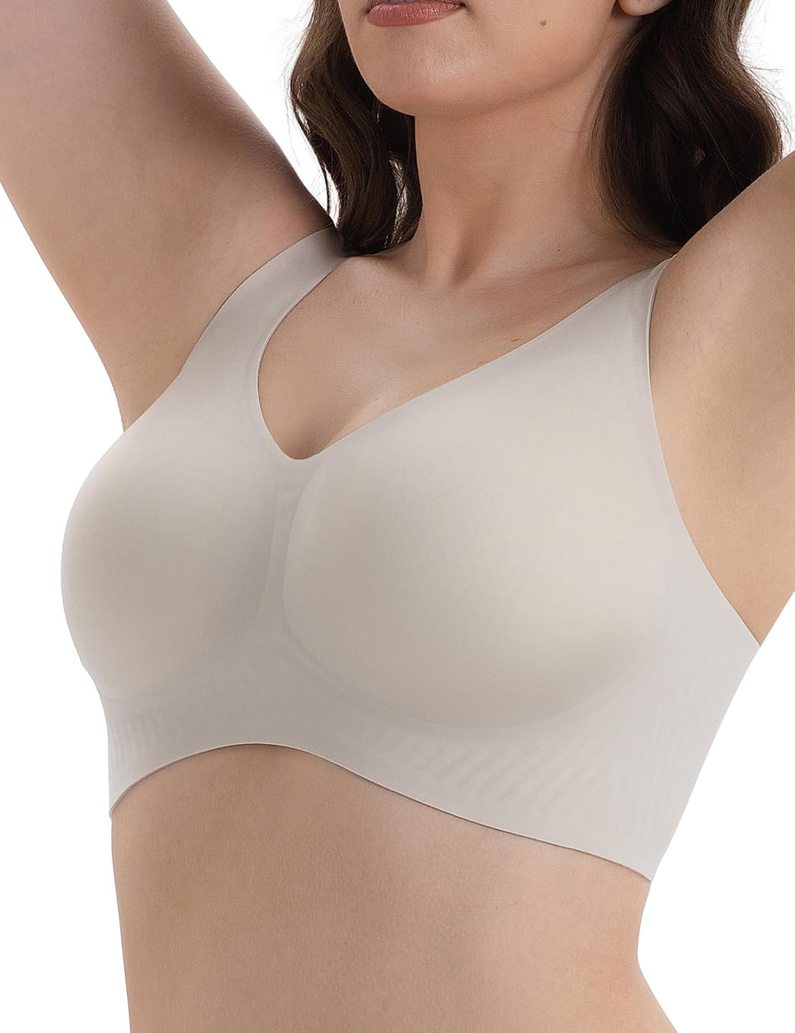 Backless Minimizer Bras for Women Full Coverage Low Back Wireless Pushup Bra No Underwire Seamless Everyday Bra Comfy No Wire