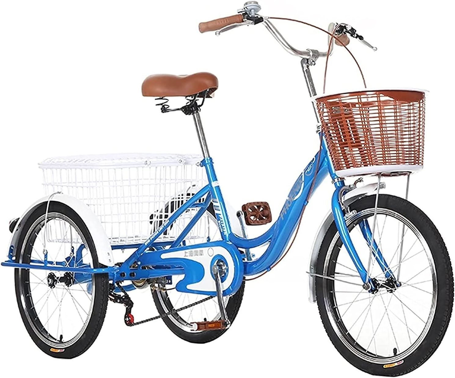 Comfort Three-Wheeled Bicycles for Seniors Adult Tricycles 1 Speed 20 Inch Three Wheel Bike with Low-Step Through e/Large Front Rear Basket for Adults Seniors Women Men