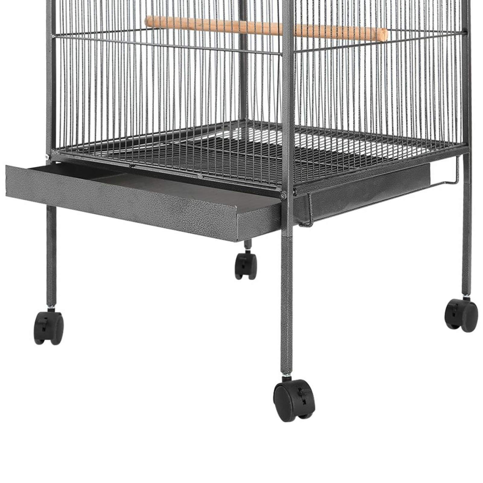 Homgoday Jaula para pájaros negra, 54 x 54 x 146 cm, acero, nido de pájaros, casas para pájaros, jaulas y soportes para animales y suministros para mascotas
