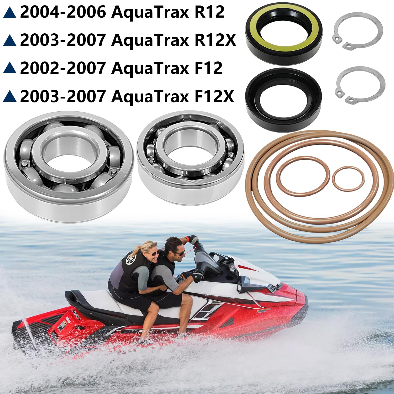 10 pcs Jet Pump Bearings Seal Rebuild Kit Compatible with Honda Aquatrax F12 F12X R12 R12X