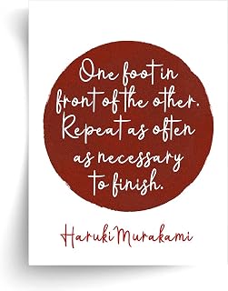 Haruki Murakami One Foot In Front of the Other Quote - Unframed Print (A3, Red)