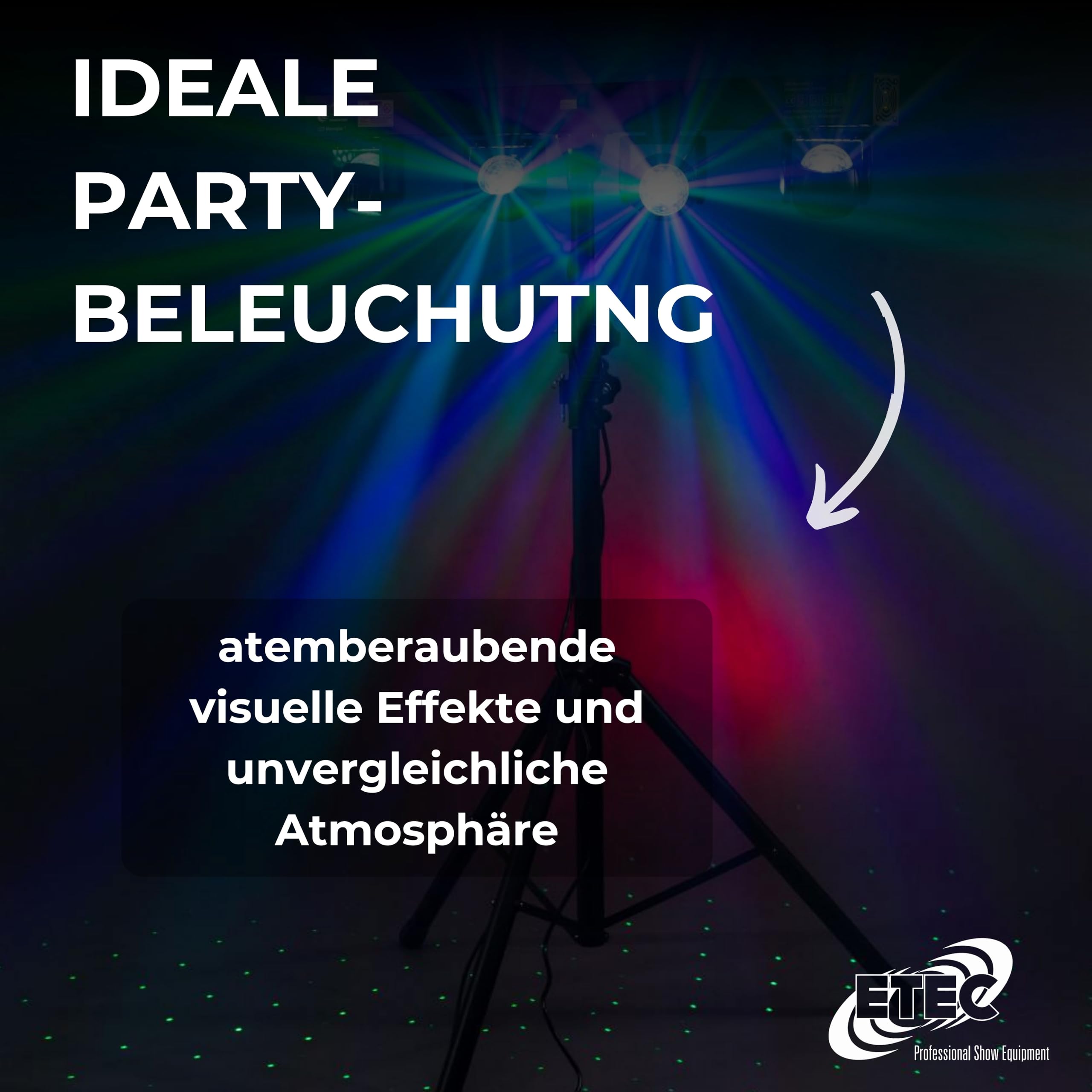 ETEC Professional LED Movingbar 1-12W RGBW Moving Heads, 4W RGBW Wash & 50mW Disco Effekt - DJ Equipment für Partylicht, Disco Licht, Bühnenbeleuchtung & Ledshows
