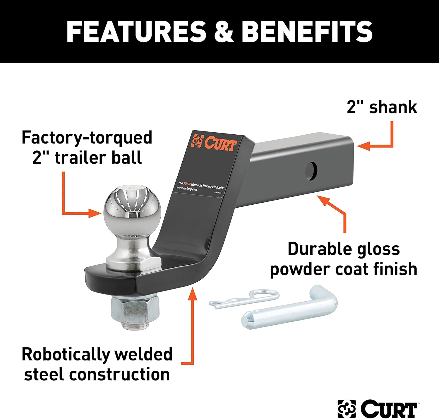 Condition photo showing New/Like New for curt manufacturing 45056 class iii 2" loaded ball mount with 2" ball