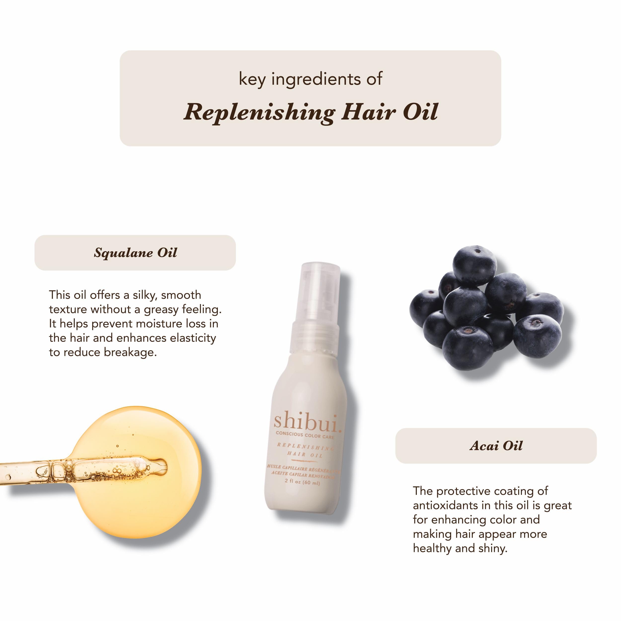 Shibui Replenishing Hair Oil for Moisture, Frizz Control & Shine, Vegan, Sulfate-Free, 2 Fl Oz