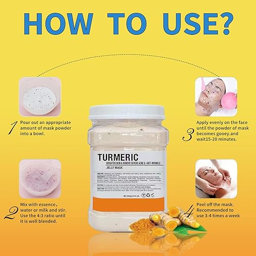 Miniatura 5 de Máscara de gelatina en polvo para faciales, cúrcuma, antiarrugas, elimina el acné, mascarilla facial profesional para eliminar las líneas finas, la