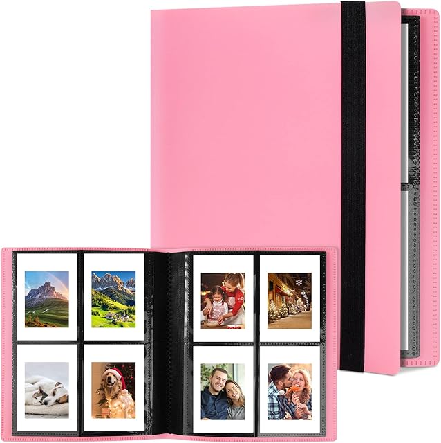 Photo Albums, 160 Pockets Scrapbook Memory Book, 40 Pages Mini Film Album for Polaroid Zink Photo Paper / Fujifilm Instax Mini Film / Kodak Zink Photo Paper / Sprocket Photo Paper - Pink