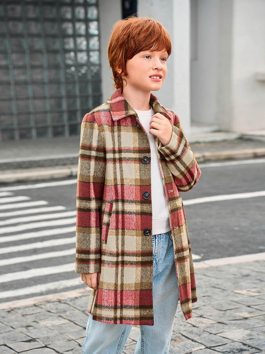 Stylish Plaid Coat for Boys