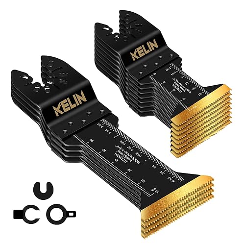 Miniatura 1 de KELIN Juego de 12 hojas de sierra oscilante de titanio extralargas, cuchillas oscilantes multiherramienta para metal, madera, clavos, tornillos de