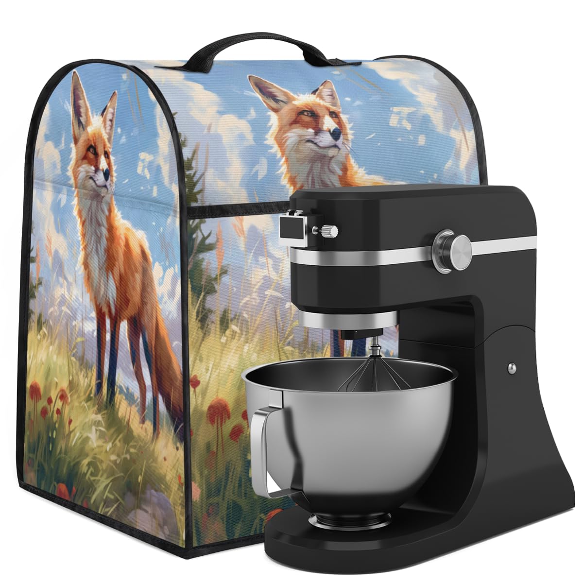 Coffee Maker Cover Watercolor Fox Kitchen Appliance Covers Small Appliance Covers Blender Cover Juicer Cover Dust Covers for Kitchen Appliances with Top Handle and Pockets,Washable,C551