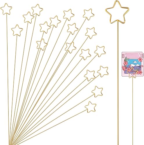 20Pcs Metal Floral Place Card Holder, Star Shape Flower Pick Clips Table Number Holders, Gold Metal Card Picture Holder Pick, Floral Gift Card Holder Clips for Wedding Party Favor