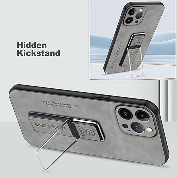 Shockproof Case for OnePlus 15, Matte Leather Camera Protection Cover Adjustable Mini Stand Slim Shell,Orange,15
