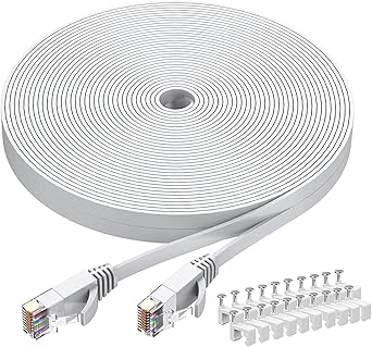 Amazon.com: Cat 6 Ethernet Cable 10m/30ft White, Flat High Speed Cat6 ...