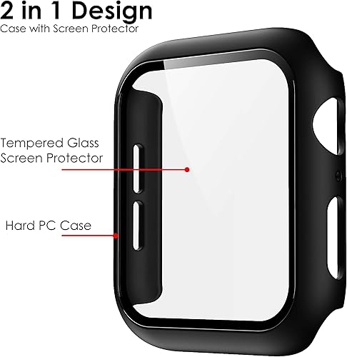 Miniatura 2 de Compatible con Apple Watch SE 6, 5, 4, 3, 2, 1, Series iWatch 9H, funda protectora de pantalla de cuerpo completo, carga inalámbrica, peso ligero,
