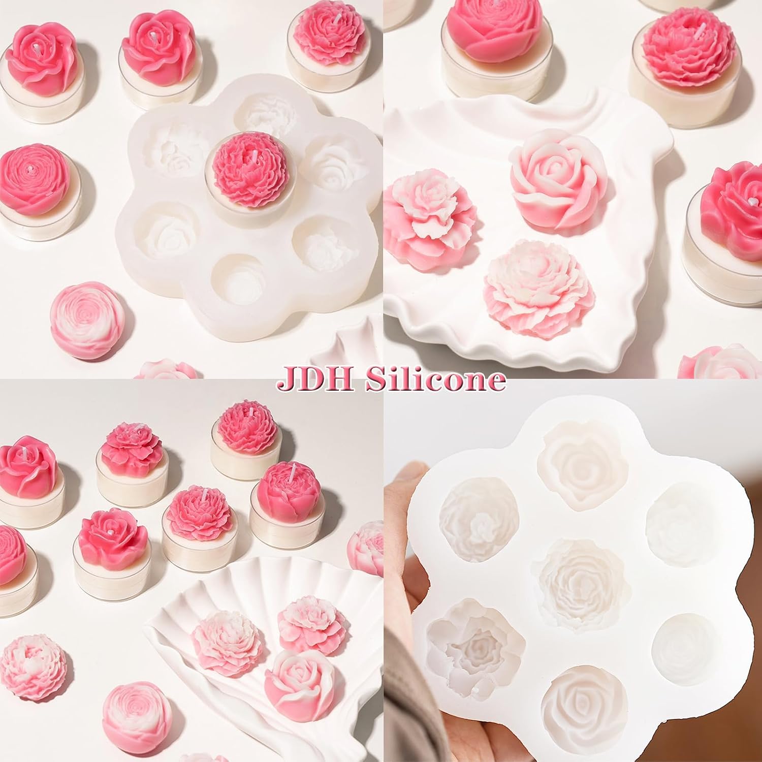 7 Sets Flower Candle molds,3D Valentin e's Day Mold for Candle Making for Candle Soap Making,Handmade Cake Dessert Decoration Chocolate Cupcake Candy Ice Mold,Resin Concrete Art Crafts Accessories