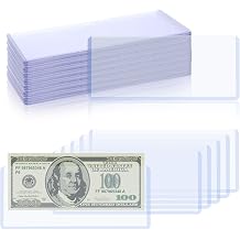 80 Pack Clear PVC Money Holders, 6.9x2.95 Inch Top-Load Currency Sleeves Waterproof Bill Protectors for Dollar, Stamp, Coupon Organization